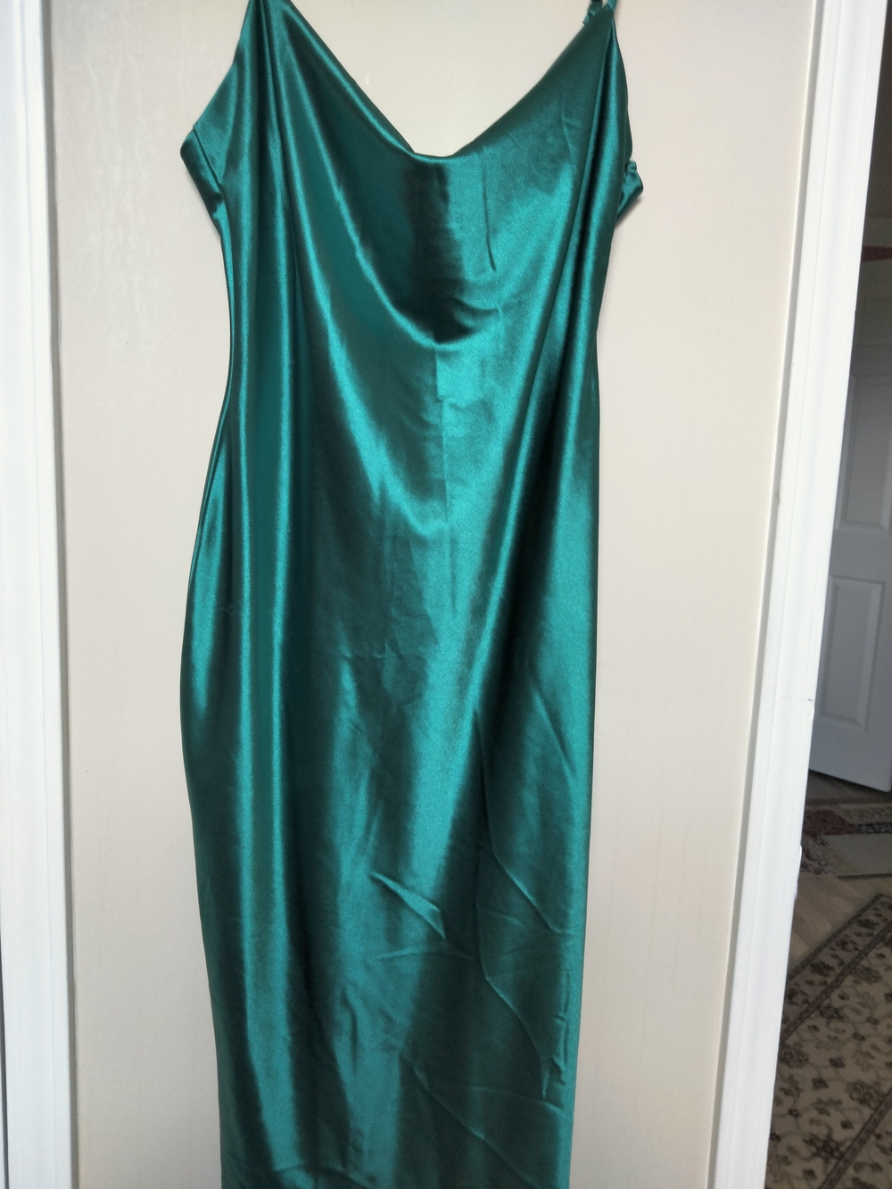 Emerald Satin Slip Dress - Brand